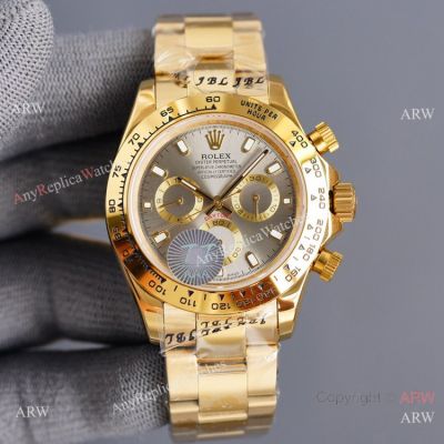 Swiss Replica Rolex Daytona 40 Watch Yellow Gold and Gray Dial